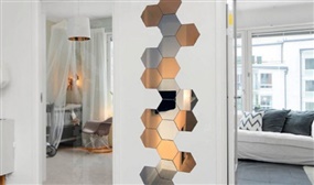 12 Pack of Hexagonal Mirror Tiles - 4 Sizes