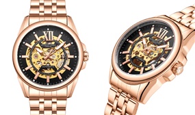 Hand Assembled Anthony James Limited Edition Mystique Automatic Rose Watch with 5 Year Warranty