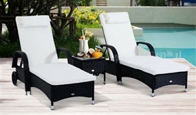 3pcs Rattan Sun Lounger Set - 2 Colours