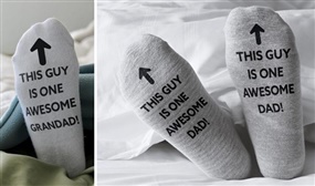 Pair of 'Awesome Dad/Grandad' Socks - UK Sizes 6-12