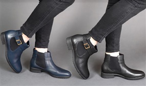 Ladies Leather Buckled Chelsea Boots in 2 Colours - UK 3-8