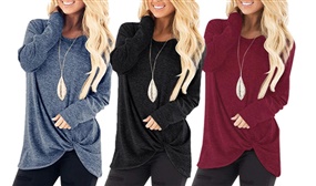 PRICE DROP: Women's Knotted Front Long Sleeve Top in 4 Colours - UK 8 -18