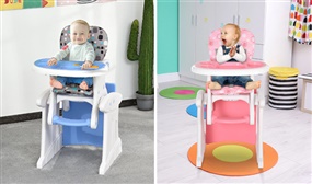 HDPE 3-in-1 Baby Booster High Chair - Blue/Pink