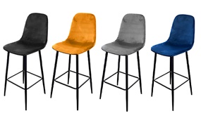 Set of 4 Velvet Bar Stools with Metal Frame - Choice of 4 Colours
