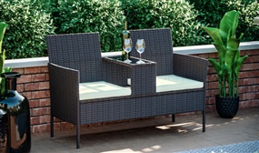 2 Seater Vienna Rattan Love Seat With Centre Table - 3 Colours Available