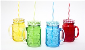 4 Pack of Mason Jars with Lids & Straws