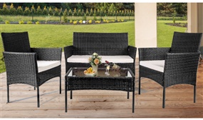 FLASH SALE: 4 Seater Rattan Effect Garden Furniture Set