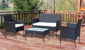 EXPRESS DELIVERY: 4 Seater Rattan Effect Garden Furniture Set