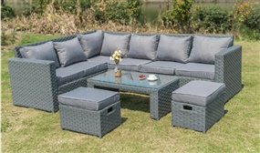 EXPRESS DELIVERY: Barcelona 8 or 9 Seater Rattan Corner Sofa Set with Optional Rain Cover