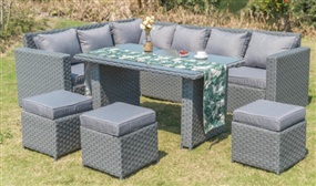 Yakoe 9 Seater Rattan Dining Sofa Set with Optional Rain Cover - 3 Colours