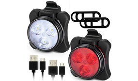 Set of Super Bright USB Rechargeable LED Bike Bicycle Lights - Front & Rear