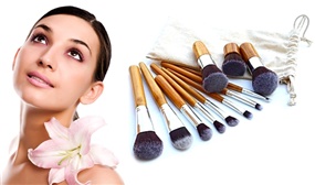 12 Piece Bamboo Makeup Brush Set 