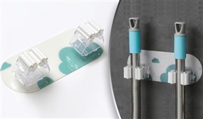 Wall Mounted Mop Storage Clips - Single or Double
