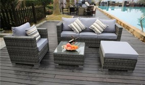 Vancouver 5-Seater Rattan Garden Sofa Set with Cushions & Rain Cover - 2 Colours!