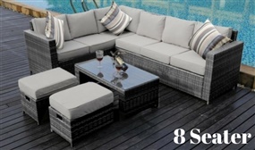 Yakoe Monaco 8 or 9 Seater Rattan Set with Optional Rain Cover - 3 Colours