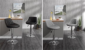 Pair of Faux Leather Gas Lift Bar Stools