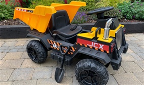 12v JCX Yellow Electric Hydraulic Loader Dumper for Ages 3-6 years