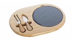 Bamboo & Slate Cheese Board and Knives Set