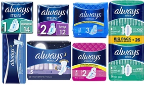 Multipack (8 Packs) of Always Sanitary Towels with Various Options