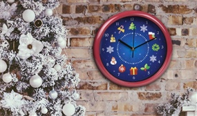 Musical Christmas Wall Clock - Every Hour Chimes a Different Christmas Song + Night Mode 