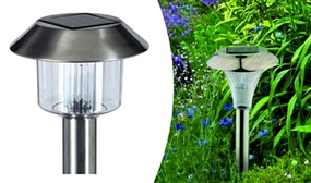 Pack of 4 Solar-Powered Stainless Steel Garden Lights