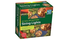 Pack of Solar-Powered Rattan String Lights