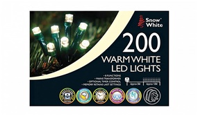 Pack of 200 LED Battery Operated Warm White Christmas Lights