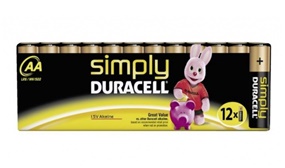 12 or 36 Duracell Simply AA & AAA Alkaline Batteries