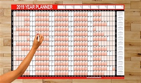 Large A1 Laminated 2019 Wall Planner - Ideal for Busy Homes