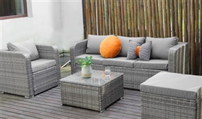5, 6 or 7 Seater Rattan Furniture Sofa/Corner Sofa Set with Rain Cover