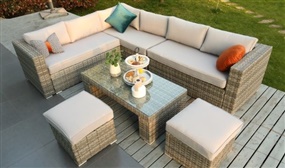 CLEARANCE: San Tropez Luxury 8 Seater Rattan Sofa Set with Rain Cover