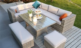 CLEARANCE: Cayman Luxury 9 Seater Rattan Dining Set with Rain Cover