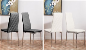 Set of 2 PU Leather High Back Dining Chairs