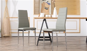 Set of 2 PU Leather High Back Dining Chairs