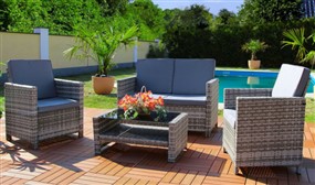4 Seater Miami Rattan Garden Furniture Set with Reclining Armchairs