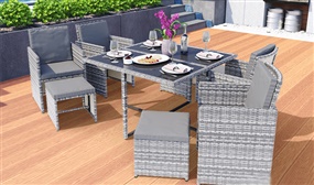 8, 10, 12, 14 or 16 Seater Rattan Cube Set with Rain Cover 