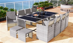  8, 10, 12, 14 or 16 Seater Rattan Cube Sets with Rain Cover