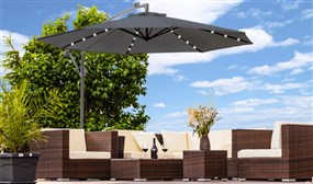 Cantilever Parasol with Solar LED Lighting and Protective Cover