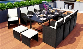8, 10 or 12 Seater Rattan Cube Sets with Rain Cover