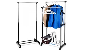 Adjustable Clothes Rail with Wheels
