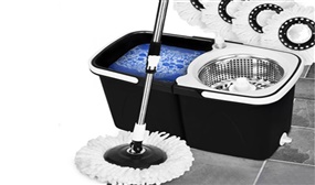 360° Spin Mop & Bucket with 4 Absorbent Mop Heads