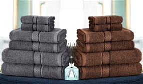 6Pc or 8Pc Luxury Egyptian Cotton Towel Set - 10 Colours 