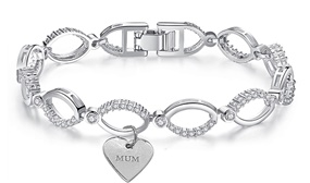 Gorgeous Multi-Linked Swarovski Gem Chain Bracelet with 'Mum, Wife, Nan, Sister' Charm