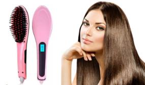 CLEARANCE: 3-in-1 Ceramic Iron Straightener Brush with Digital LED Display