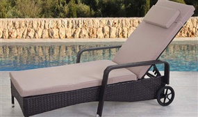 Poly Rattan Sun Lounger with Cushions