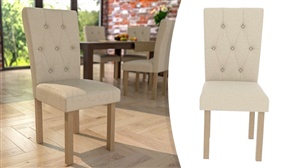 Set of 2 Cream & Oak Fabric Dining Chairs 