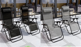 2 Pack of Zero Gravity Reclining Garden Chairs - 2 Colours Available