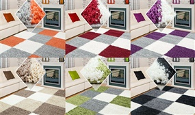 Stylish Non-Shed Patchwork Shaggy Rugs in Various Colours and Sizes