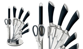 BerlingerHaus 8 Piece Stainless Steel Knife Set with Stand in Choice of Colour