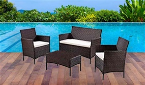 SUMMER PRE-SALE: 4 Seater Rattan Effect Garden Furniture Set